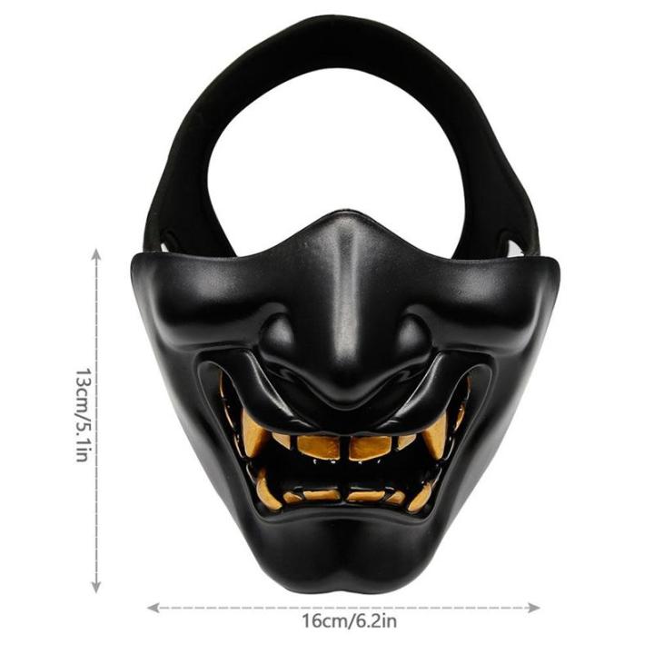 Halloween%20Costume%20Cosplay%20Tooth%20Decay%20Evil%20Demon%20Kabuki%20Samurai%20Half%20Cover%20Mask%20Party%20Scary%20Decoration,Black%20-%20Image%208