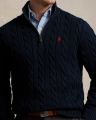 Polo Ralph Lauren Cable-Knit Cotton Quarter-Zip Sweater.