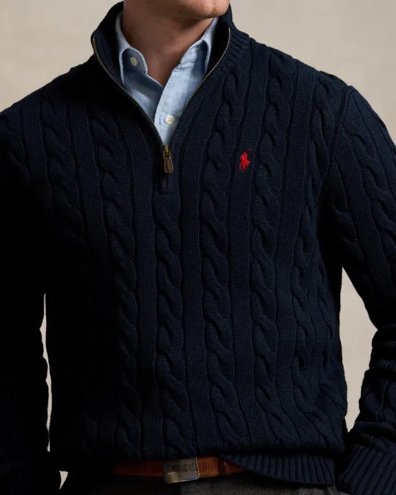 Polo%20Ralph%20Lauren%20Cable-Knit%20Cotton%20Quarter-Zip%20Sweater%20-%20Image%207