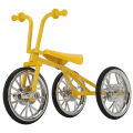 Toy Tricycle Model 3D Car Removable Ornament Metal Rubber Bike for Any Age Birthday Yellow. 