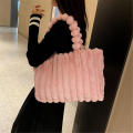 High capacity Fluffy tote bag Stylish Plush Faux shoulder purse Plush handbag for Casual use Winter accessory Fashion statement Women's fashion.