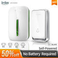 VeryHome Self Powered Waterproof Wireless DoorBell night light no battery EU plug home Cordless Door Bell 1button 1 2 Receiver.