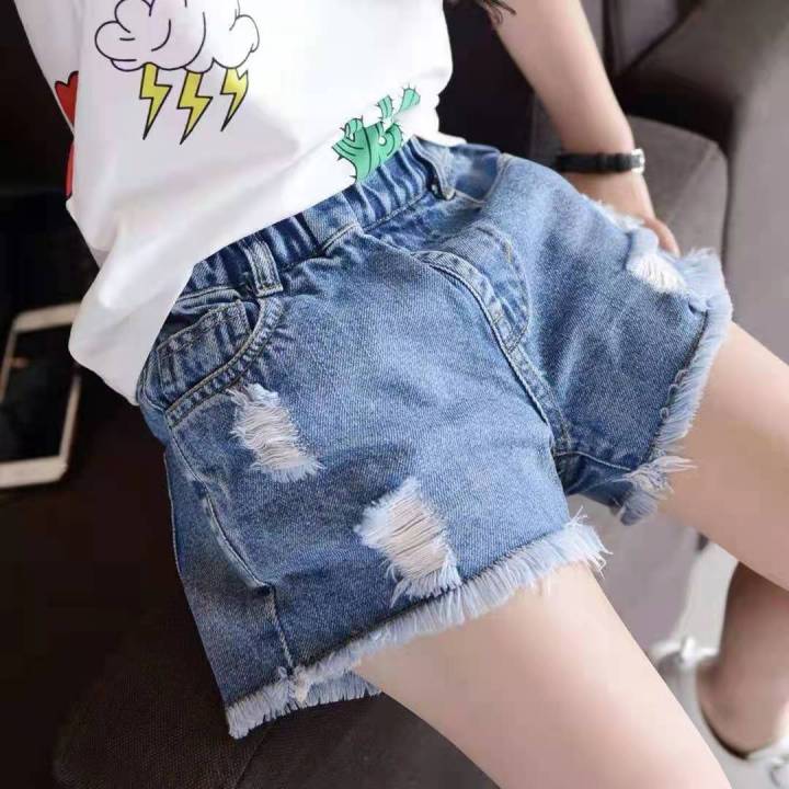Baby%20Girl%20Shorts%20Jeans%202024%20Summer%20Kids%20Korean%20Version%20Denim%20Pants%20High%20Waist%20Casual%20Trousers%20Girl%20Ripped%20Jeans%20For%202%20To%2012%20Year%20-%20Image%202