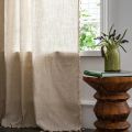 Boho Floral Semi-Blackout Windows Crochet Tassel Curtains Polyester Cotton Linen Blend for Bedroom Living Room Bohemian Curtains. 