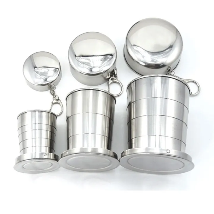 1%20Pcs%20Portable%20Folding%20Cup%20Glass%20(450/250/150/75ml)%20Stainless%20Steel%20Camping%20%20Key%20chain%20Ring%20Traveling%20Outdoor%20Telescopic%20Mug%20Glass%20-%20Image%203