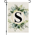 Monograms Letters S Garden Flag Floral Double Sided for Outside. 