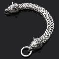 Norse mythology virgin wolf head stainless steel bracelet men's ring handmade hand accessories wholesale dropshipping.