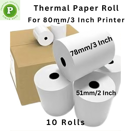 3 inch Thermal Paper Roll, 10 PCS 78mm x 51mm For POS Printer, Customer Receipt Roll