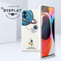 Hontinga for Redmi Note 12 4G Back Cover Cartoon Astronaut Side Design Phone Case Square Soft Liquid Silicone Mobile Cover. 