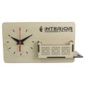 Wooden Desktop with Clock Mobile Stand Visiting Card Holder & Pen Stand Office Use INTE-2190. 