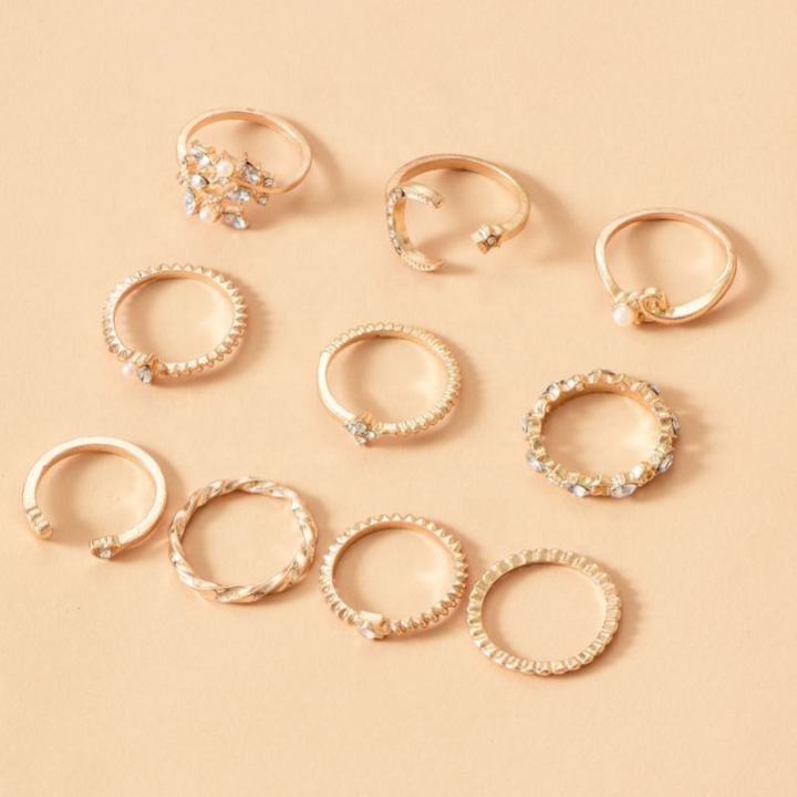 10Pcs/Set%20Trendy%20Sweet%20Crystal%20Leaf%20Flower%20Moon%20Star%20Opening%20Heart%20Rings%20Bohemian%20Women%20Rhinestone%20Jewelry%20Fashion%20Geometric%20Rings%20Set%20-%20Image%206