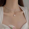 Double Layer Choker pearl Necklace For Women Simple Pendant ChainFor Women Pearl Choker necklace for women simple Pendant Jewelry Gift. 