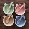 Kids Wheat Straw Bowl Children Cartoon Tableware Set Baby Dinner Plate Baby Training Bowl Spoon Fork for KidsWheat Straw Tableware Set, Wheat Straw Cartoon, Panda Bowl Spoon, Children's Scalding and Falling Proof Microwave Oven Available. 