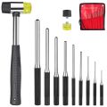 Roll Pin Punch Set with Storage Pouch, 9 Piece Steel Removal Tool Kit. 