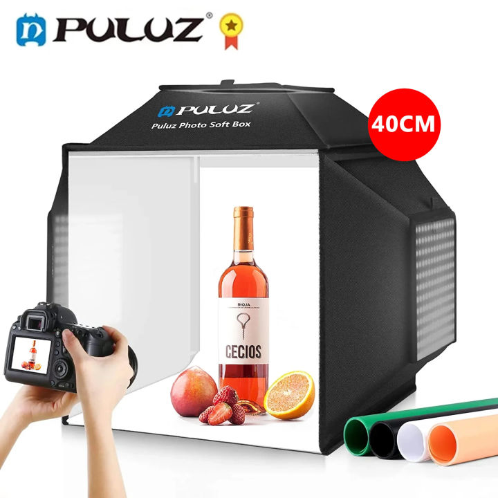 PULUZ 40CM/16'' Photo Studio Light Box Kit Softbox For Photography 4 Colors Backdrop,Photography Lightbox For Studio