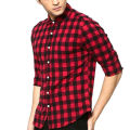 Black and Red Cotton Long Sleeve Casual Shirt for Men. 