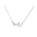 Korean Silver Color Cute White Dove Necklace for Women Fashion Simple Temperament Zircon Clavicle Chain Necklace Jewlery.