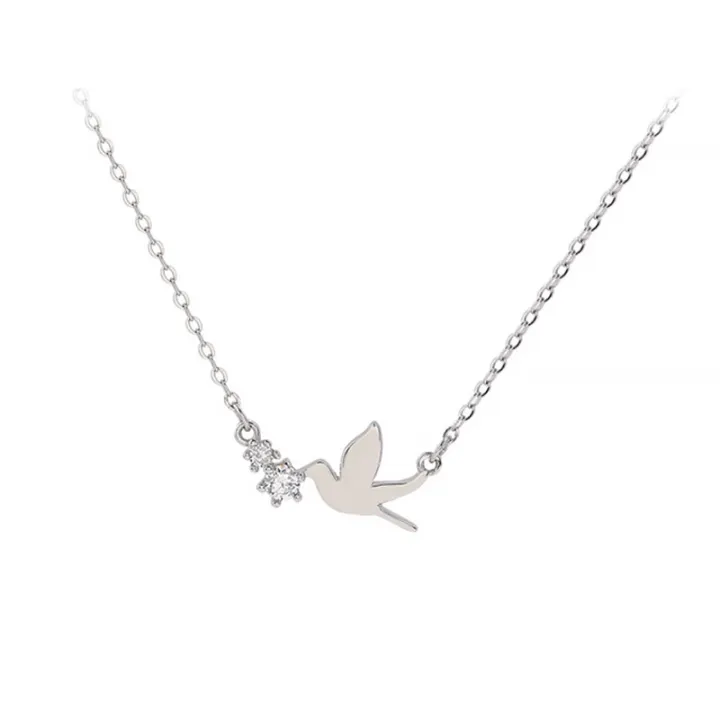 Korean%20Silver%20Color%20Cute%20White%20Dove%20Necklace%20for%20Women%20Fashion%20Simple%20Temperament%20Zircon%20Clavicle%20Chain%20Necklace%20Jewlery%20-%20Image%206