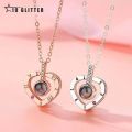 I Love You In 100 Languages Necklace Micro Engraving Light Projection Love Pendant Necklace Female Jewelry Gift Christmas Gift. 