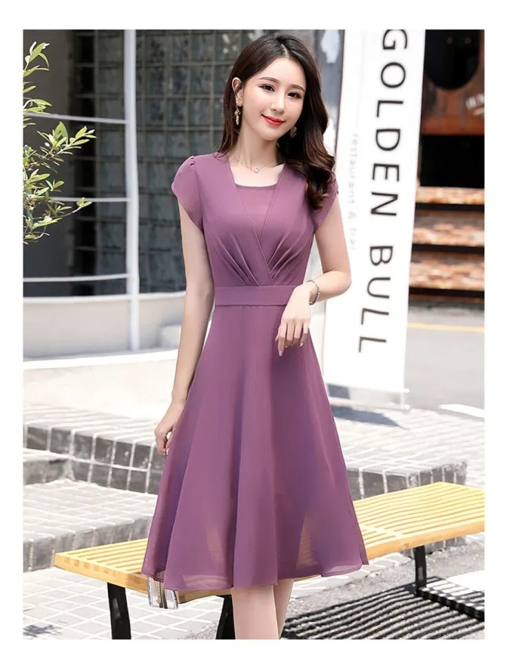 sachin and babi light blue dress Korean StyLe Women Ladies Puff Long Sleeve Chiffon Slim Pleated Swing Maxi  Long Party Dress with Waist Belt Ready Stock main image 1
