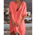 Qisin Hot 2023 Cotton Tunics for Beach Women Swimsuit Cover-ups Woman Swimwear Beach Cover up Beachwear Mini Dress Sai de Praia. 