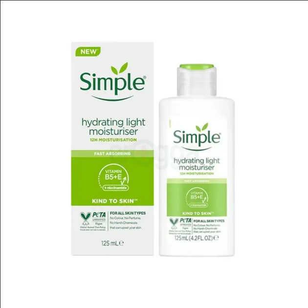 Simple Kind to Skin Hydrating Light Moisturiser with Vitamin B5+E & Niacinamide-125ml