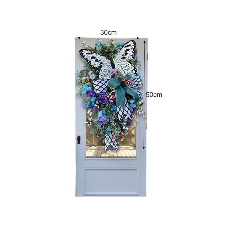 Summer%20Rose%20Butterfly%20Wreath%20Mother's%20Day%20Home%20Wall%20Hanging%20For%20Front%20Door%20Home%20Living%20Room%20Art%20Decoration%20Artificial%20Wreath%20Spring%20-%20Image%202