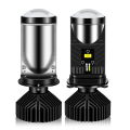2 PCS Y9 H4 LED Projector Headlight Black Aluminum with Fan Cooling Automobile Hi Lo Beam Bulb.