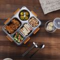 5 Compartments Stainless steel insulation snack plate seal tray bento lunch box insulated Thermal Food Container Tableware dinner plates With Spoon or chopstick.
