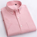 Men's 100% Cotton Plaid Striped Short Sleeve Shirt Single Patch Pocket Button-down Holiday Youthful Casual Checkered Thin Shirts.