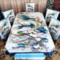 Table Cover 3D print Dining Table Cover Digital new Table cover  with 6pc matching chair cover full 7 pcs set  White Collection. 