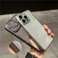 HOCE Luxury Plating Titanium Frame Phone Cases For iPhone 12 13 14 15 Pro Max 15 Plus Case Ultra Thin Clear Hard PC Transparent Back Cover. 