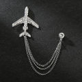 Men's Rhinestone Aircraft Chain Brooch For Fashion Accessories. 