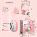 【Limited Quantity】 Cat Ears Headphones Flash Light With MIC Control LED Kid Girl Stereo Cute Music Helmet Phone Headset Earphone.