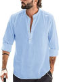 Stylish Addition - Men'S Casual Linen Cotton Fatua Shirt Men Long Sleeve Cotton Linen Shirt - Shirt For Men - Shirt - Modern - Choice Expression.