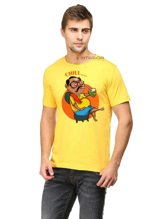 CHILL%20Cartoon%20Funny%20Graphic%20Printed%20T-Shirt%20for%20Men%20Half%20Sleeve%20%20Casual%20Round%20Neck.%20Sports%20&%20Gym%20wear%20%20T-shirts%20for%20Attitude%20Boys%20-%20Image%203