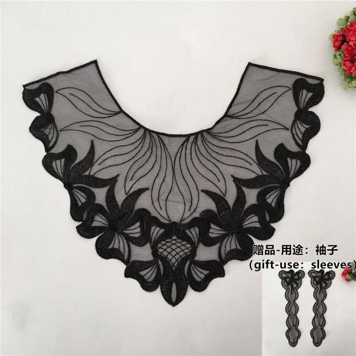 Black Organza Embroidery Venice Lace Neckline Sewing Applique Collar Sewing Supplies Decorative Dress Clothing Scrapbooking