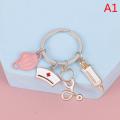 Doctor Keychain Medical Tool Key Ring Syringe Stethoscope Nurse Cap Key Chain.