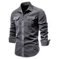 2021 New Single Breasted 100% Cotton Men's Shirt Business Casual Fashion Solid Color Corduroy Men Shirts Autumn Slim Shirt Men. 