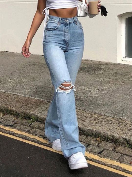High%20Waist%20Blue%20Ripped%20Boot%20Cut%20Jeans%20For%20Women%20Fashion%20Stretch%20Knee%20Ripped%20Denim%20Flared%20Pants%20Casual%20Female%20Trousers%20Black%202023%20-%20Image%203
