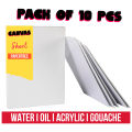 Papertree Artist Quality Canvas Paper 10 Pcs Pack for Water/Oil/Acrylic/Gouache - High-Quality Canvas Sheets for Art Supplies. 