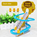 Duck Slide Toy Set, Funny Automatic Stair-Climbing Ducklings Cartoon Race Track Set with Lights and Music (Duck) - Baby Toys. 