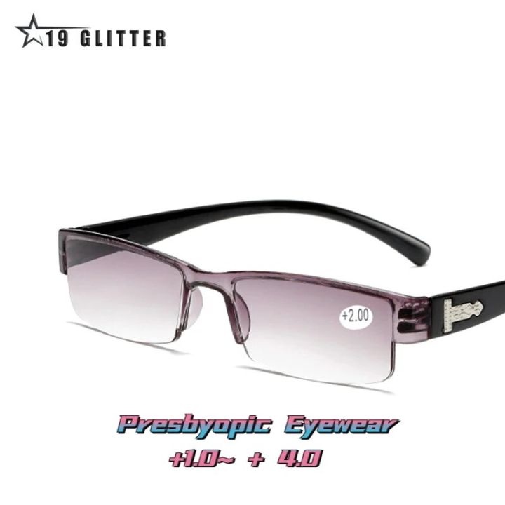 Korean Reading Glasses Men Women Clear Lens Half Frame Presbyopic Eyewear 1.0 1.5 2.0 2.5 3.0 3.5 4.0 for Reader