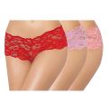 Womens Cotton Lace Net Material Low Rise Floral Design Panty Multi Color.