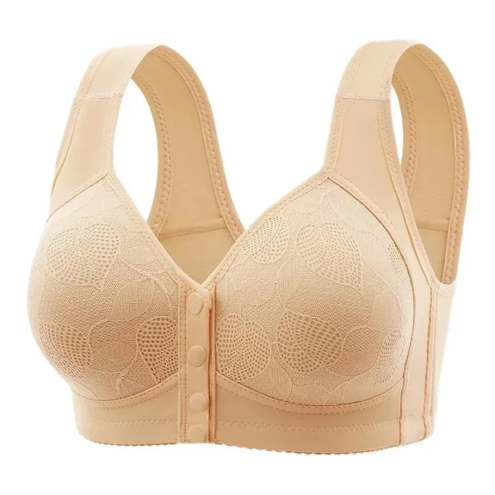 Mother%20Front%20Open%20Buckle%20Bra%20Underwear%20Brassiere%20Large%20Size%20Bra%20Without%20Steel%20Ring%20Thin%20Section%20Vest%20Type%20Mom%20breathable%20Brassie%20-%20Image%203