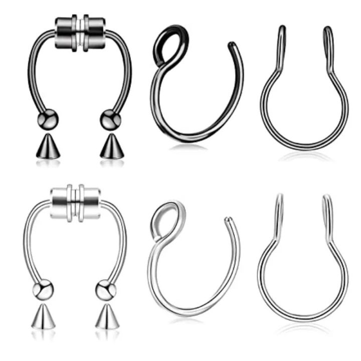 3Pcs%20Nose%20Ring%20Magnetic%20Septum%20Ring%20Nose%20Ring%20Hoop%20Stainless%20Steel%20Horseshoe%20Clip%20On%20Nose%20Ring%20No-Pierced%20Septum%20Ring%20-%20Image%206