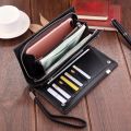 Original Luxury Brand Men's Wallet Business Striped Clutch Leather Purse For Male Fashion Man Card Holder With Aipper Phone Bag.
