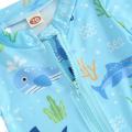 DSstyles Infant Boy Swimsuit Short Sleeve Cartoon Printing Rash Guard Swimwear Summer Zip Up Bathing Suit For 0-3 Years Old Kids. 