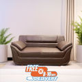 Rolled Arm Two Seater Synthetic Leather Living Room Sofa.