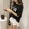 Letter Short Sleeve T Women's T-shirt 200 Jin Fat MM2021 Summer Korean Style Women T-shirt Loose Tied Sleeve Top Half Sleeve.